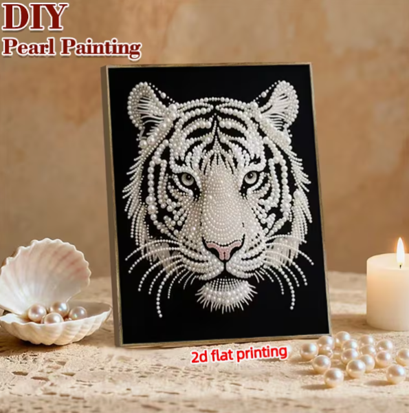 Diamond Painting Weisser Tigerkopf